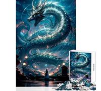 Blue Water Dragon Fantasy 1000 Piece Jigsaw Puzzles for Adults Improve Overall Mental Performance Mindful Soothing Leisure Game (38x26cm)