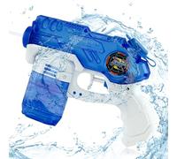 Blue Water Gun with Tank Squad Games, Transparent Space Up To 8M Shooting Distance, Water Blaster Pistols, Outdoor Games Garden Beach Summer Party Swimming Pool Game for Children Size-18.5cm