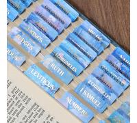 Blue Water Lilies Bible Tabs, Monet Inspired, 105 Gold Foil Index Tabs with Ruler, 66 Book Chapters and 39 Blank Stickers, Study Journal Supplies