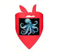 Blue Watercolor Octopus Dog Bandanas Triangle Dog Scarf Soft Bibs Kerchief for Small Medium Large Pets, Stylish Handkerchief Adjustable Pet Bandana for Birthday, Wedding, Party