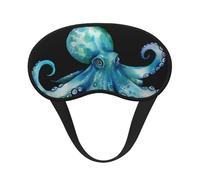 Blue Watercolor Octopus Sleep Mask for Side Sleeper Soft Breathable Sleeping Eye Mask Blackout Silk Eye Sleep Shade Cover with Elastic Strap Night Blindfold for Women Men Travel Nap