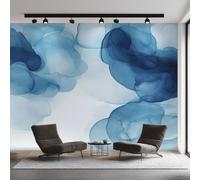 Blue Watercolor Photo Wallpaper, Abstract Marble Wallpaper Mural, 366x254cm Wall Paper for Bedroom Living Room, Non-Woven Wall Mural Room Decor EL&D66
