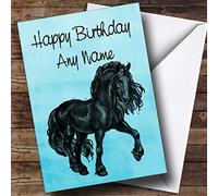 Blue Watercolour Friesian Horse Personalised Birthday Card | Birthday Card | Animals, Wildlife & Pets Card