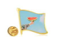 blue watermelon science nature scenery Golden Metal Flag Lapel Pin Badge