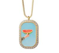 blue watermelon science nature scenery Necklace Pendant Diamond Crystal Golden Jewelry