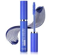 Blue Waterproof Mascara with 4D Fiber - Smudge-Proof & Eyelash Brush for Natural Long Thick Lashes - Curling, No Clumping, Long-Lasting Wear, Sweat & Rain Resistant