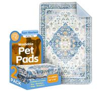 Blue Waterproof Washable Pee Pads for Dogs - Reusable, Super Absorbent, Non-Slip Potty Pads - 60"x48" - 2 Pack