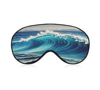Blue Wave Art Eye Mask Sleep Mask for Side Sleeper Women Men Pressure-Free & Light Block-Out Blindfold Soft Comfortable Eye Covers Breathable Blindfold Adjustable