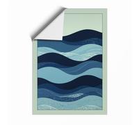 Blue Wave Forms Minimalist Unframed Wall Art Print A3 (42×29.7cm), Wall Decor for Living Room, Bedroom, Office & Home, Art Gift