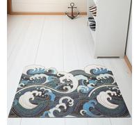 Blue Wave Ocean Mat, Beach Doormat for Entryway, Non-Slip Outdoor Rug, Durable Door Mat with Coastal Design 17.7" x 29.5"