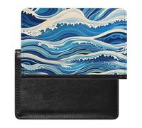 Blue Wave Painting Passport Holder Passport Cover Protector Essentials with Credit Card Slots for Women Men