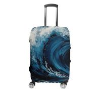 Blue Wave Painting Suitcase Covers Luggage Protector - Travel Elastic Baggage Case Protective, Washable Anti-scratch Large Suit Case Cover for Suitcases Fits 19-32 Inch Luggages, white, M, Flower and