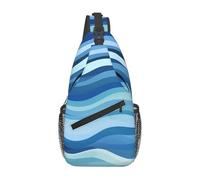 Blue Wave Stripe Chest Bag for Women Men Crossbody Backpack Sling Bag Travel Hiking Daypack Cycling Bags