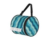 Blue Wave Stripe Print Cylinder Tissue Organizer Bag With Strap, Portable Toilet Roll Holder For Camping Car