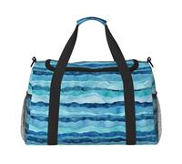Blue Wave Stripe Print Hand Travel Bag Ideal for Long-Distance Travel and Daily Use