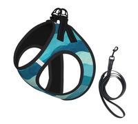 Blue Wave Stripe Print Pet Leash Vest,Breathable Mesh Pet Harness, Reflective For Small Medium Dogs Safe Easy Walking