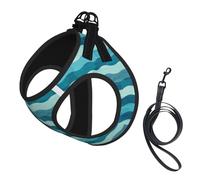 Blue Wave Stripe Service Dog Vest Reflective Adjustable Harness For Small Dogs Breathable Mesh Comfort Fit Easy To Wear Safety Leash Attachment