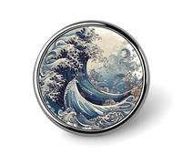 Blue Wave Style Blank Round Badges Round Badge DIY Pin Back Buttons Clear Button Pins for Craft Projects Badge Making Accessories