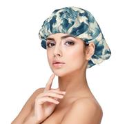 Blue Waves A Print Satin Silk Bonnet for Sleeping Women, Adjustable Double Layer Satin Hair Bonnet Night Sleep Cap for Curly Hair