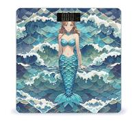 Blue Waves Squama Mermaid Scale Bathroom Scale for Body Weight with High Precision Large LCD Backlight Display Digital Weighing Scale with BMI Capacity Up to 180kg