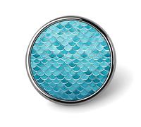 Blue Waves Squama Mermaid Scale Button Badge Classic Cute Brooches Fashion Round Badge Exquisite Metal Lapel Pin Personalized Pins Buttons for Clothing Backpack Hat Jackets Decoration