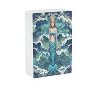 Blue Waves Squama Mermaid Scale Cigarette Case Stylish Lightweight Pocket Holder Case for Smoke Waterproof Cigarette Dispenser Cigarettes Accessories for Outdoor Camping Hiking