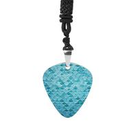 Blue Waves Squama Mermaid Scale Guitar Pick Necklace Exquisite Titanium Steel Personalized Necklaces Cool Pendant Necklaces Fashion Guitar Pick Holder Necklace Unique Gifts for Adult