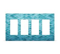 Blue Waves Squama Mermaid Scale Outlet Cover,4-Gang Wall Plate Hidden Screw Face Plate,Thermoplastic Faceplate Cover Decorator Receptacle Outlet Light Switch Cover Size 8.3"x 4.7"for House