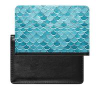 Blue Waves Squama Mermaid Scale Passport Holder Cover Passport Cover Protector Essentials with Credit Card Slots Slim Travel Wallet Covers Documents Organizer Protector for Man&Women