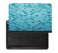 Blue Waves Squama Mermaid Scale Passport Holder Vaccine Card Holder Travel Document Organizer Credit Card Organizer for Women/Men