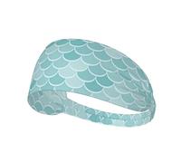 Blue Waves Squama Mermaid Scale Print Sports Headbands For Men Women, Moisture Wicking Sweat Band Elastic Wide Hair Bands,For Running, Cycling, Basketball, Gym Exercise, Football