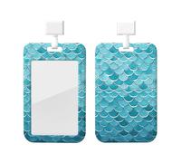 Blue Waves Squama Mermaid Scale Printed Card Badge Holder Id Badge Card Holder Badge Holders with Lanyards for Offices Staff Access Card Metro Card