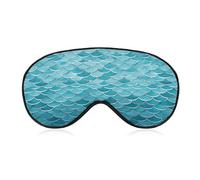 Blue Waves Squama Mermaid Scale Sleeping Mask Sleep Mask for Side Sleeper Relaxing Zero Pressure Night Blindfold Light Block-Out Eye Mask for Sleep with Easy Adjustable Strap