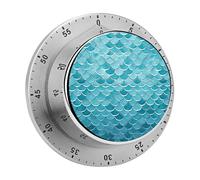 Blue Waves Squama Mermaid Scale Timer,Chef Cooking Timer Clock, Countdown Reminder No Batteries Required- Exquisite Stainless Steel Body for Exercise Outdoors