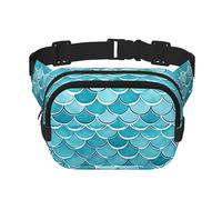 Blue Waves Squama Mermaid Scalewaist Bag for Men Women - Adjustable Double Fanny Pack for Travel, Sports, and Daily