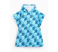 Blue Wavy Check Poncho Hooded Towel 9-10 years
