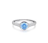 Blue Wedding Rings Rings for Women Sterling Silver S925 1.8mm Cubic-Zirconia Elegant Style with Blue Zircon Size P 1/2 Gifts for Mother Premium