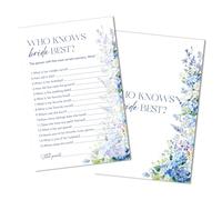 Blue Wedding Shower Games, Who Konws Bride Best Bridal Shower Games Cards, Blue Hydrangea Bachelorette Party Game Ideas, Something Blue Before I Do Engagement Party Supplies & Activity -E02