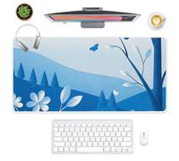 Blue Weeping Willow Desk Mat Mouse Mat with Non-Slip Rubber Base Smooth Face Extended Mouse Pads 90X40 Cm Gaming Mousemat Office Accessories for Desk Gaming Gifts Mousepad for School Home Office