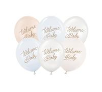 Blue Welcome Baby Balloons - 30cm Pack of 6 | Baby Boy Shower Decorations | It’s a Boy Party Balloon Supplies