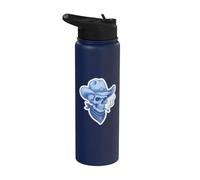 Blue Western Cowboy Hat Skull Skeleton Bandana Art Stainless Steel Insulated Water Bottle
