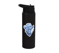 Blue Western Cowboy Hat Skull Skeleton Bandana Art Stainless Steel Insulated Water Bottle
