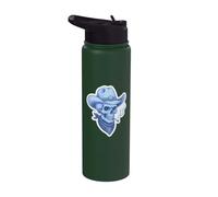 Blue Western Cowboy Hat Skull Skeleton Bandana Art Stainless Steel Insulated Water Bottle