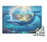 Blue Whale 1000 Piece Jigsaw Puzzle Cardboard for Adults Fantasy Underwater World Focus Training Home Decoration 38x26cm/1000pcs