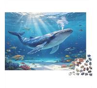 Blue Whale 1000 Piece Jigsaw Puzzle Paper for Adults Ocean Underwater Scene Relaxing Focus Home Decor 70x50cm/1000pcs
