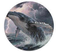 Blue Whale 1000 Pieces Wildlife Round Jigsaw Puzzles Challenging & Brainteasing Beautiful Decoration for Adults And Kids 1000pcs (67.5x67.5cm)