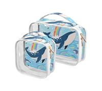 Blue Whale Cartoon Waves Mens Toiletry Travel Bag TSA Approved Water-Resistant Makeup Brush Bag Men’s Shaving kit