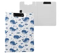 Blue Whale Cute Cartoon Pattern Clipboard Folder, A4 Size Folder Clipboard with Pen Slot for Office School