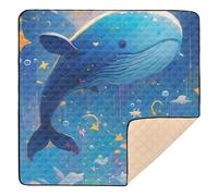 Blue Whale Dreaming Large Stylish Baby Activity Play Mat for Floor Lightweight Tummy Time Activity Mat for Babies Infants Toddlers, 50'' x 50''