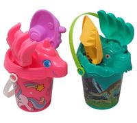 Blue Whale Gifts Kids Beach Bucket and Sand Toy Playset - Small - Dinosaur & Unicorn - Set of 2